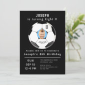 Invitation Huitième anniversaire Black Custom Photo Age Socce (Debout devant)