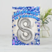 Invitation Huitième anniversaire Silver and Blue Age 8 garçon (Debout devant)