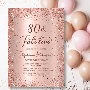 Invitation Huitième et fabuleux Rose Parties scintillant d'or