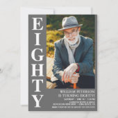 Invitation HUITIÈME Photo moderne Fête d'anniversaire 80e (Devant)