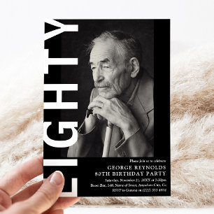 Invitation HUITIÈME Photo moderne Fête d'anniversaire 80e