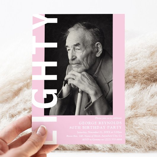 Invitation HUITIÈME Photo moderne Fête d'anniversaire 80e