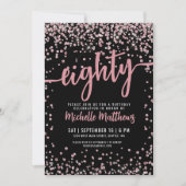 Invitation Huitième Rose noir Parties scintillant or 80e anni (Devant)