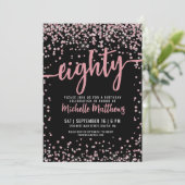 Invitation Huitième Rose noir Parties scintillant or 80e anni (Debout devant)