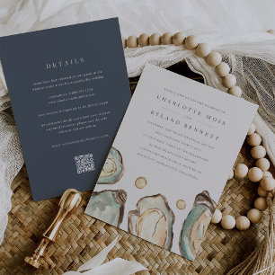 Invitation Huître côtière tout en un Mariage de code QR