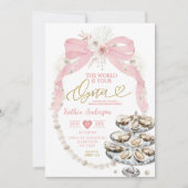 Invitation Huître de Fête des mariées Pearl et Bow rose (Devant)
