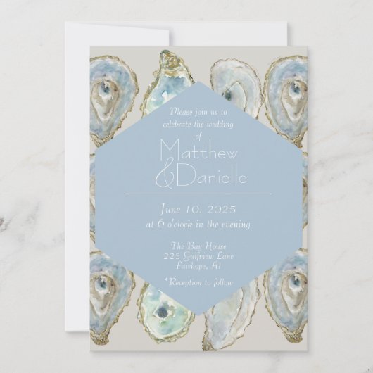 Invitation Huîtres d'aquarelle Mariage - Bleu clair (Devant)