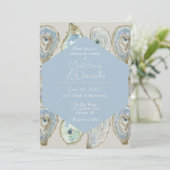 Invitation Huîtres d'aquarelle Mariage - Bleu clair (Debout devant)