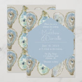Invitation Huîtres d'aquarelle Mariage - Bleu clair (Devant / Derrière)