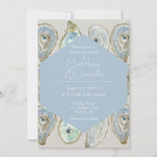 Invitation Huîtres d'aquarelle Mariage - Bleu clair