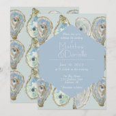 Invitation Huîtres d'aquarelle Mariage - Bleu clair (Devant / Derrière)