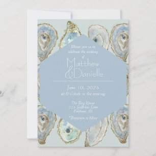 Invitation Huîtres d'aquarelle Mariage - Bleu clair