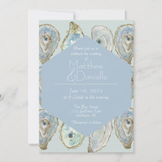 Invitation Huîtres d'aquarelle Mariage - Bleu clair