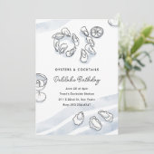 Invitation Huîtres d'encre d'aquarelle sophistiquées et cockt (Debout devant)