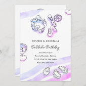 Invitation Huîtres d'encre d'aquarelle sophistiquées et cockt (Devant / Derrière)