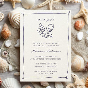 Invitation Huîtres Shuck Yeah Nautilus Bleu Baby Shower Marié