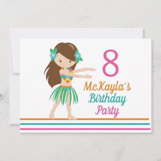 Invitation Hula Girl Cute Custom Luau Anniversaire (Devant)