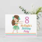 Invitation Hula Girl Cute Custom Luau Anniversaire (Debout devant)
