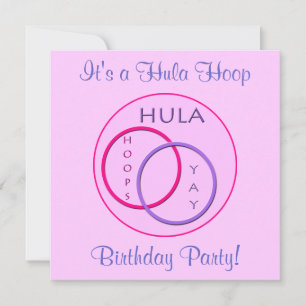 Invitation Hula Hoop Pink Purple Anniversaire de enfant Party