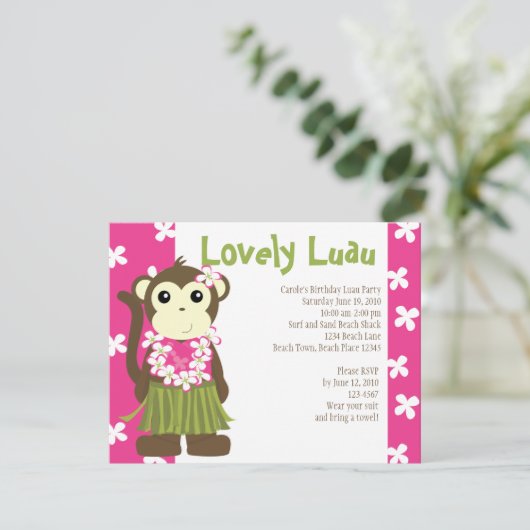 Invitation Hula Monkey (Debout devant)