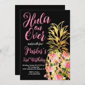 Invitation Hula sur, Luau, Anniversaire de l'ananas (Devant / Derrière)