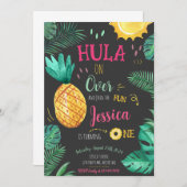 Invitation Hula Tropical Sur Plus De 1Er Anniversaire (Devant / Derrière)
