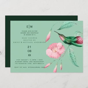 Invitation Hummingbird Floral Baby Couples Douche moderne