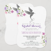 Invitation Hummingbird Floral Élégante Fête des mariées Lilac (Devant / Derrière)