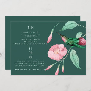 Invitation Hummingbird Floral Famille Réunion Classe amis