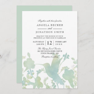 Invitation Hummingbird Garden Aquarelle Mariage élégant