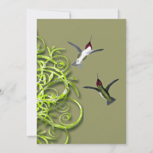 Invitation Hummingbird Whimsical Inséparables Green Tree (Dos)