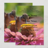 Invitation Hummingbird Zinnia Flower Mariage romantique (Devant / Derrière)