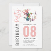 Invitation Hummingbirds Floral Wreath fête d'anniversaire (Devant)