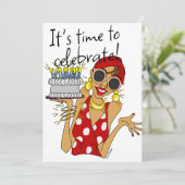 Invitation humoristique Lady Cartoon Party (Debout devant)