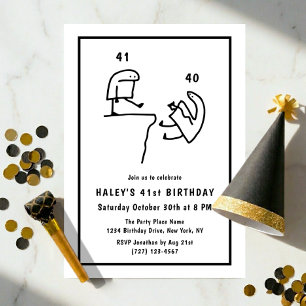 Invitation Humour de mème drôle Simple Anniversaire 41 ans No