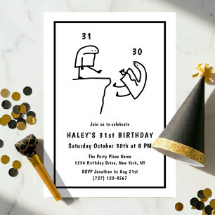 Invitation Humour de mème drôle Simple Noir Blanc 31e Anniver