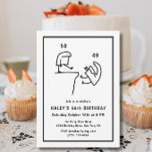 Invitation Humour de Mème Drôle Simple Noir Blanc 50e Anniver