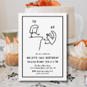 Invitation Humour de mème drôle Simple Noir Blanc 70e Anniver