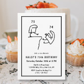 Invitation Humour de Mème Drôle Simple Noir Blanc 75e Anniver