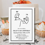 Invitation Humour de mème drôle Simple Noir Blanc 80e Anniver