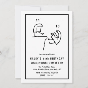 Invitation Humour de Memes Drôles Simple Noir Blanc 11e Anniv