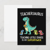Invitation Humour de professeur Teachersaurus avec de petits (Devant / Derrière)