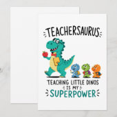 Invitation Humour de professeur Teachersaurus avec de petits (Devant / Derrière)