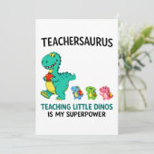 Invitation Humour de professeur Teachersaurus avec de petits (Debout devant)