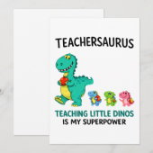 Invitation Humour de professeur Teachersaurus avec de petits (Devant / Derrière)