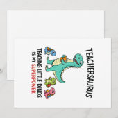 Invitation Humour de professeur Teachersaurus avec de petits (Devant / Derrière)