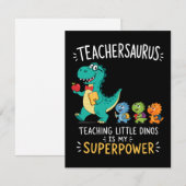 Invitation Humour de professeur Teachersaurus avec de petits (Devant / Derrière)