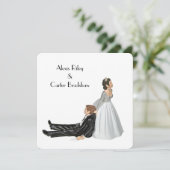 Invitation Humour mariage sur blanc (Debout devant)