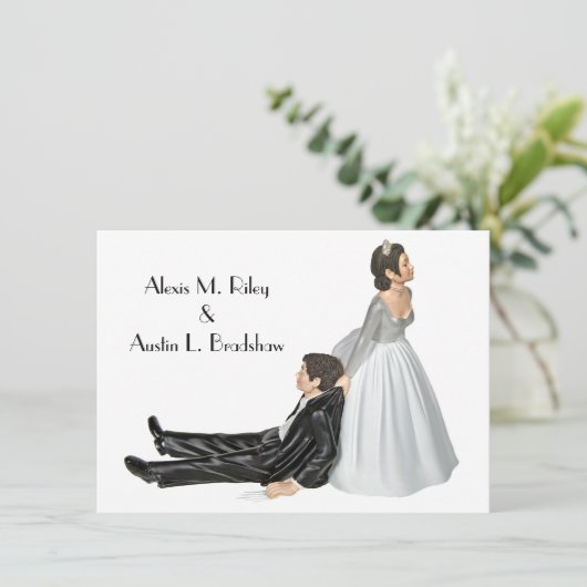 Invitation Humour mariage sur blanc (Debout devant)