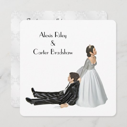 Invitation Humour mariage sur blanc (Devant / Derrière)